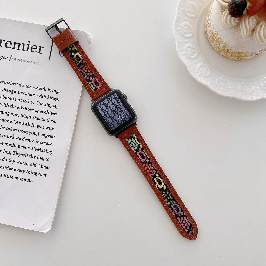 Knitted GD Hollow Leather Watch Band