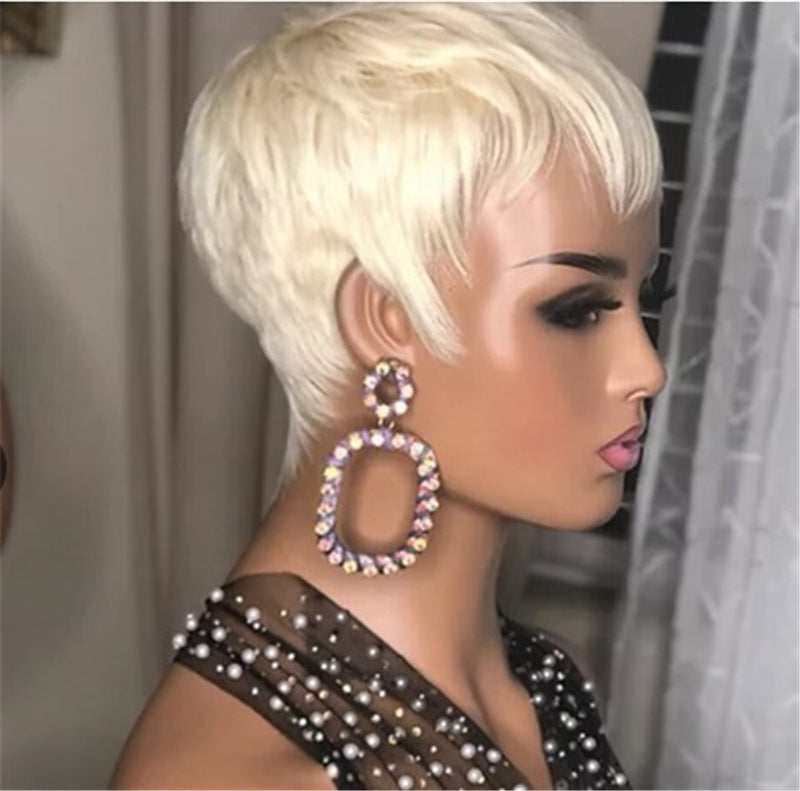 Golden Synthetic Short Straight Hair Wig