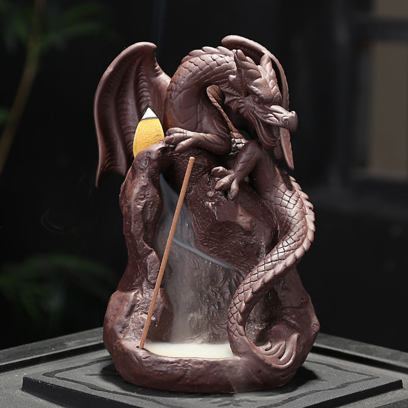 Zisha Ceramic Incense Burner, Dragon