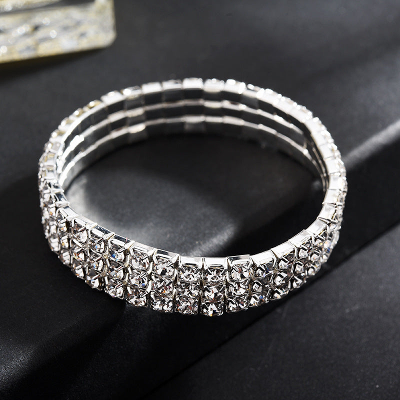 Elegant 2-Tone Diamond Beaded Necklace Set for Women with Round Geometry Claw Chain Design