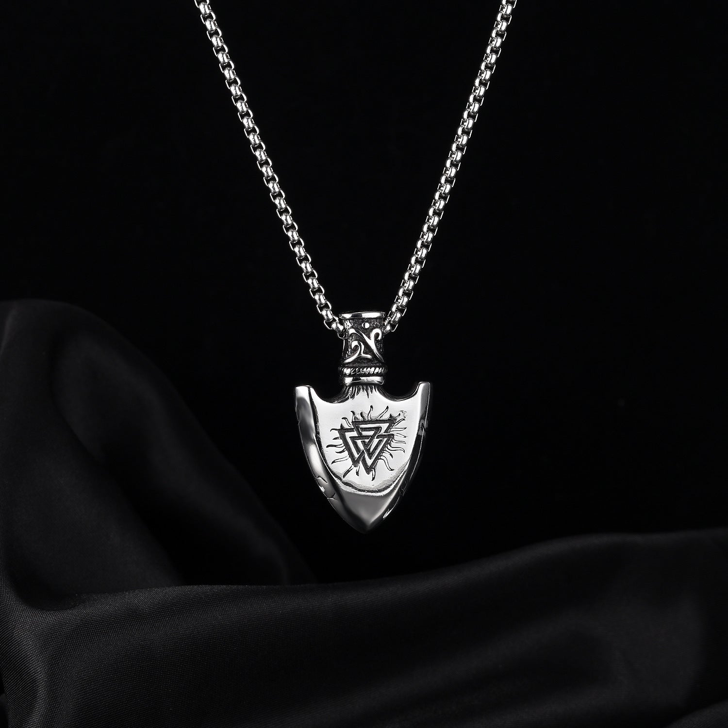European Stainless Steel Shield Pendant