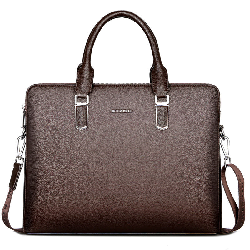 Men's Double Pull Leather Business Bag
