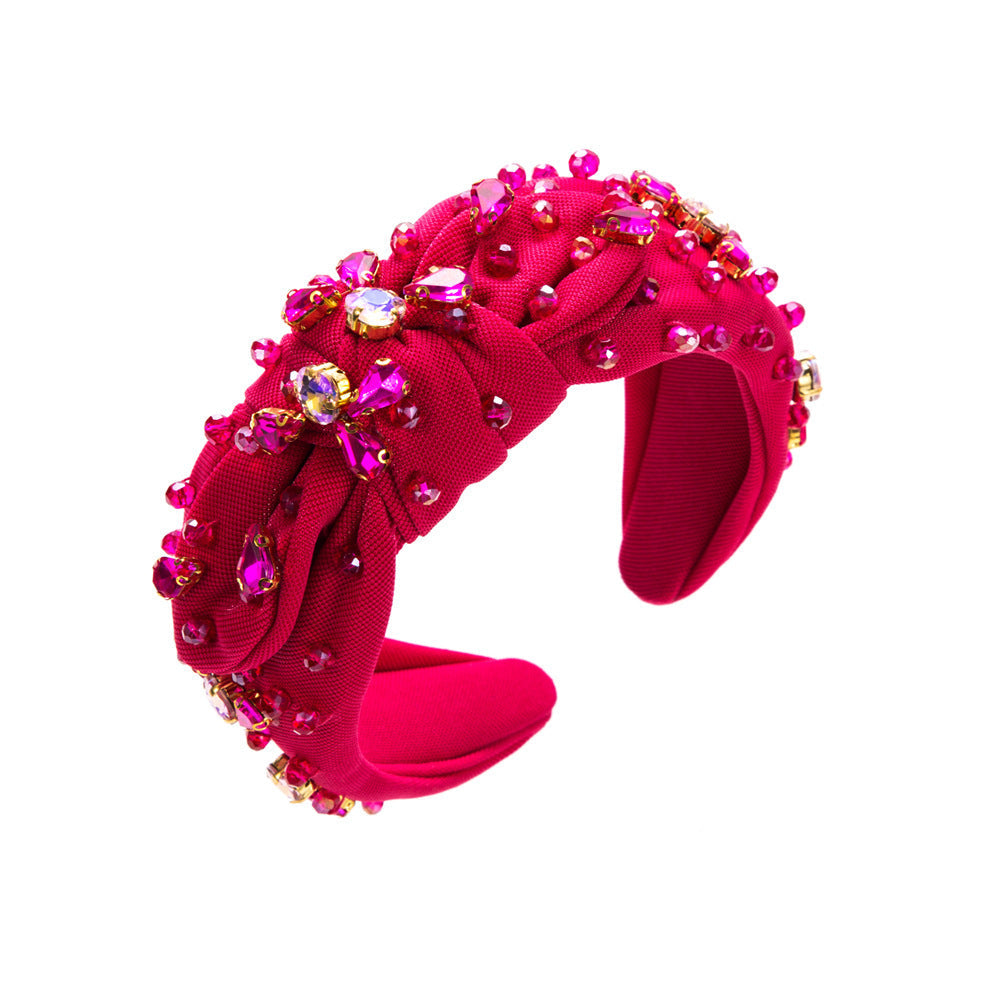 Elegant Diamond-Embedded Wide Headband