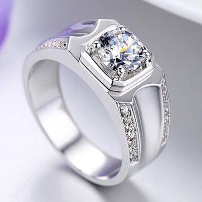 Couple Diamond Ring Silver Gold Plated