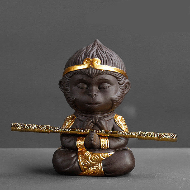 Chinese Purple Clay Tea Set, Monkey King Decor