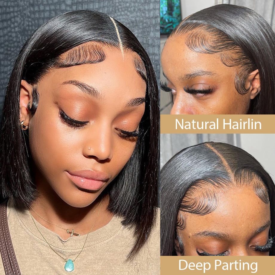 Short Bob Straight Lace Front Wig Human Hair