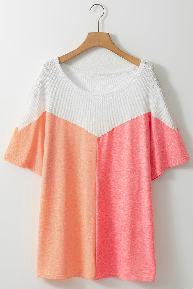 European And American Leisure Style Printed Plus Size Short Sleeve Top