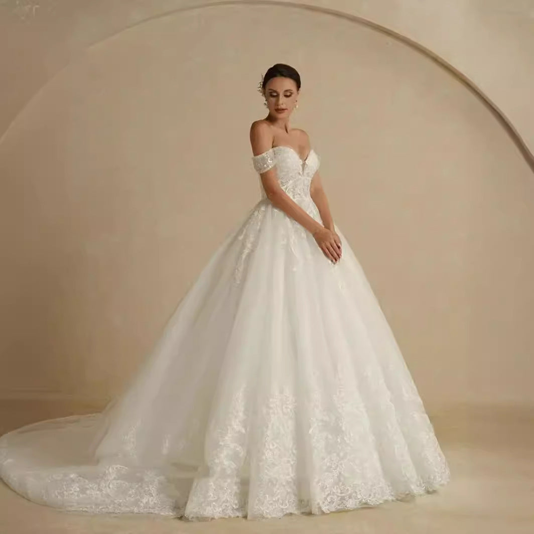 Off-Shoulder French Wedding Dress