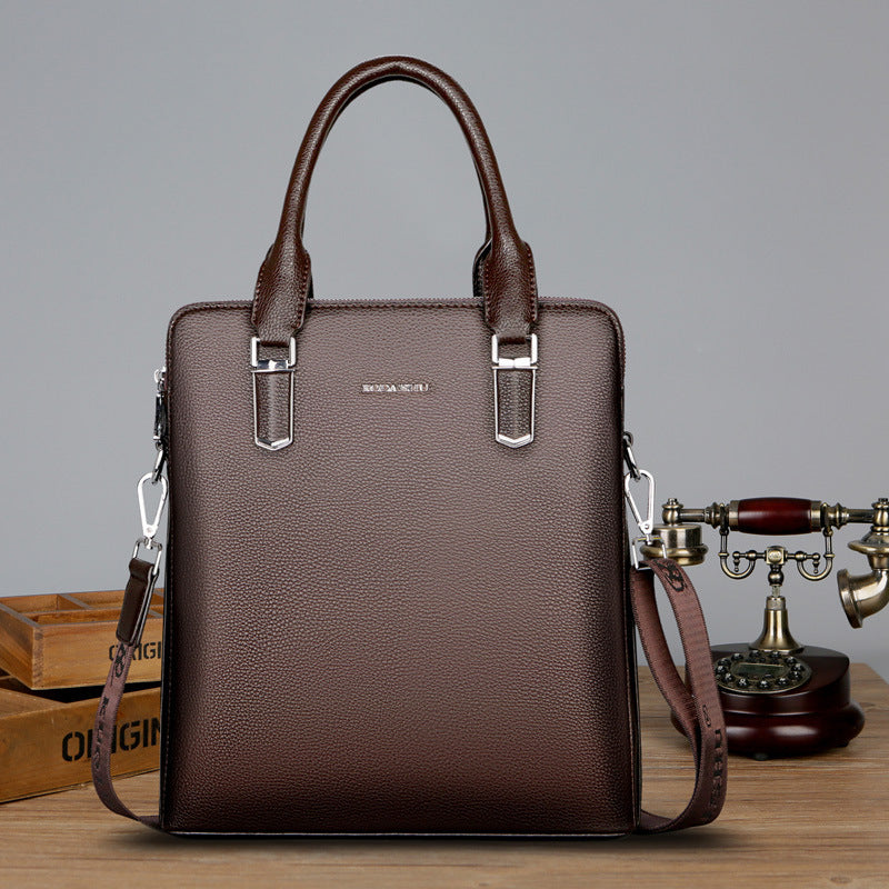 Men's Double Pull Leather Business Bag
