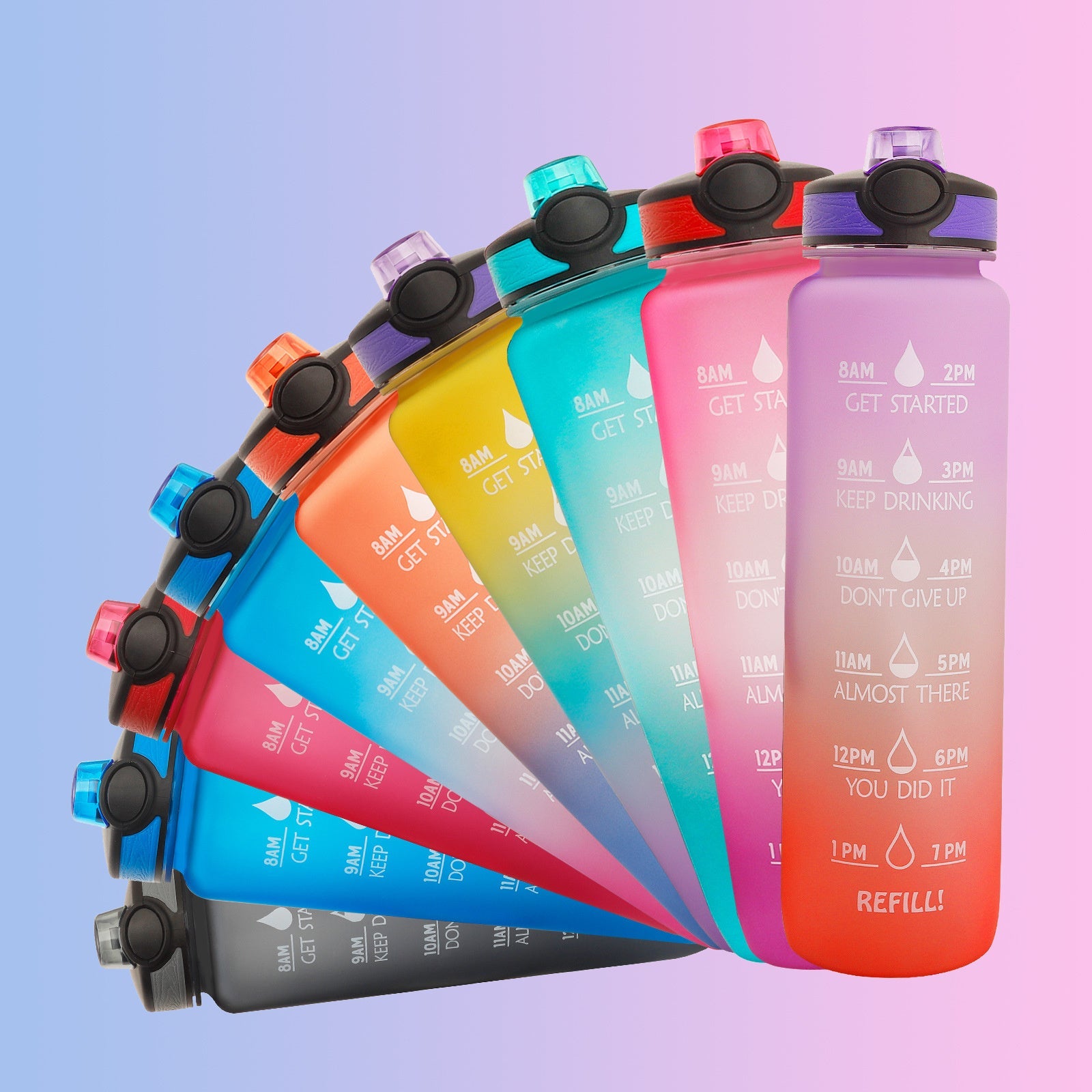 1L Tritan Motivational Water Bottle with Time Marker