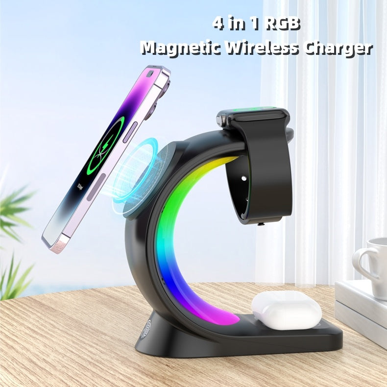 4-in-1 Magnetic Wireless Charger - Fast Charging for Phone, AirPods, iPhone, and Watch