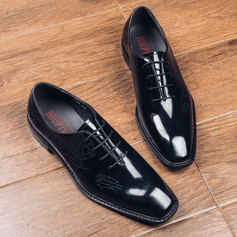Short Laser Carved Calf Head Leather Shoes