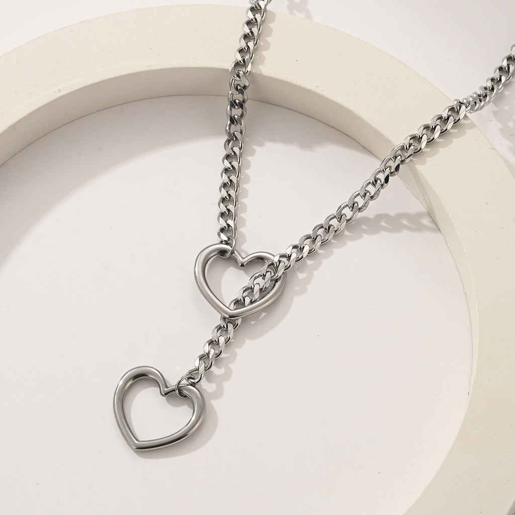Gothic Cuban Adjustable Love Heart Necklace