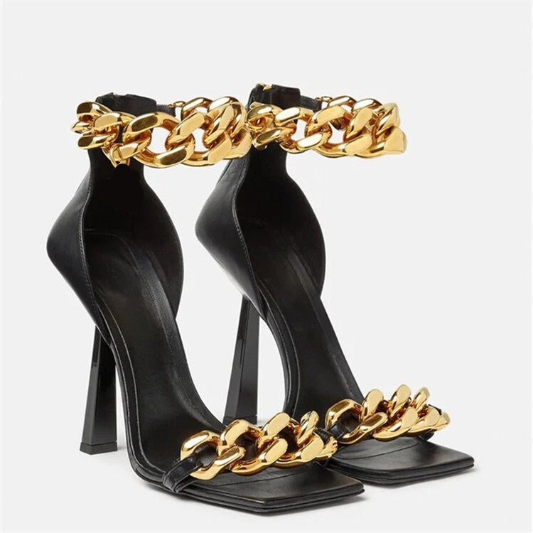 Large Size Square Toe Stiletto Sandals