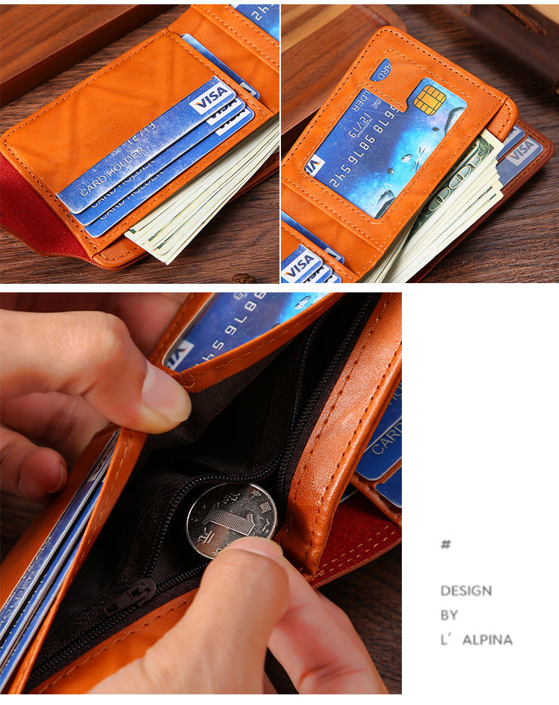 Personalized Men's Bifold Wallet Buckle Closure