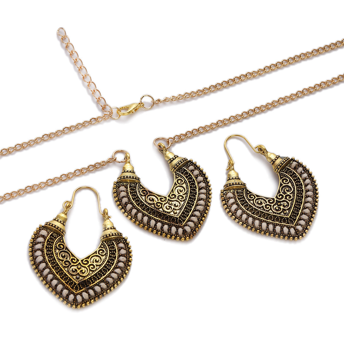 Colored Rope Earrings Necklace Set