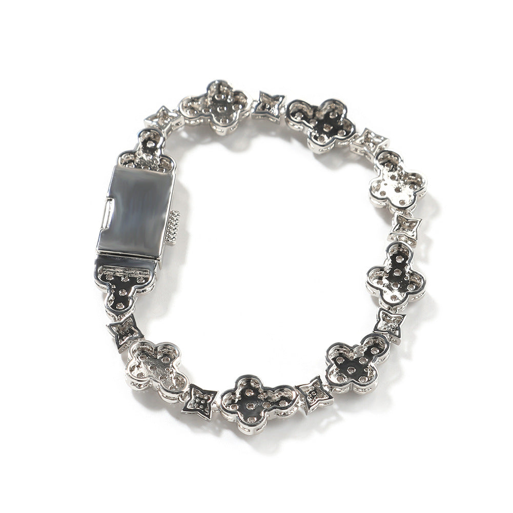 10mm Micro-inlaid Cruciate Flower Bracelet