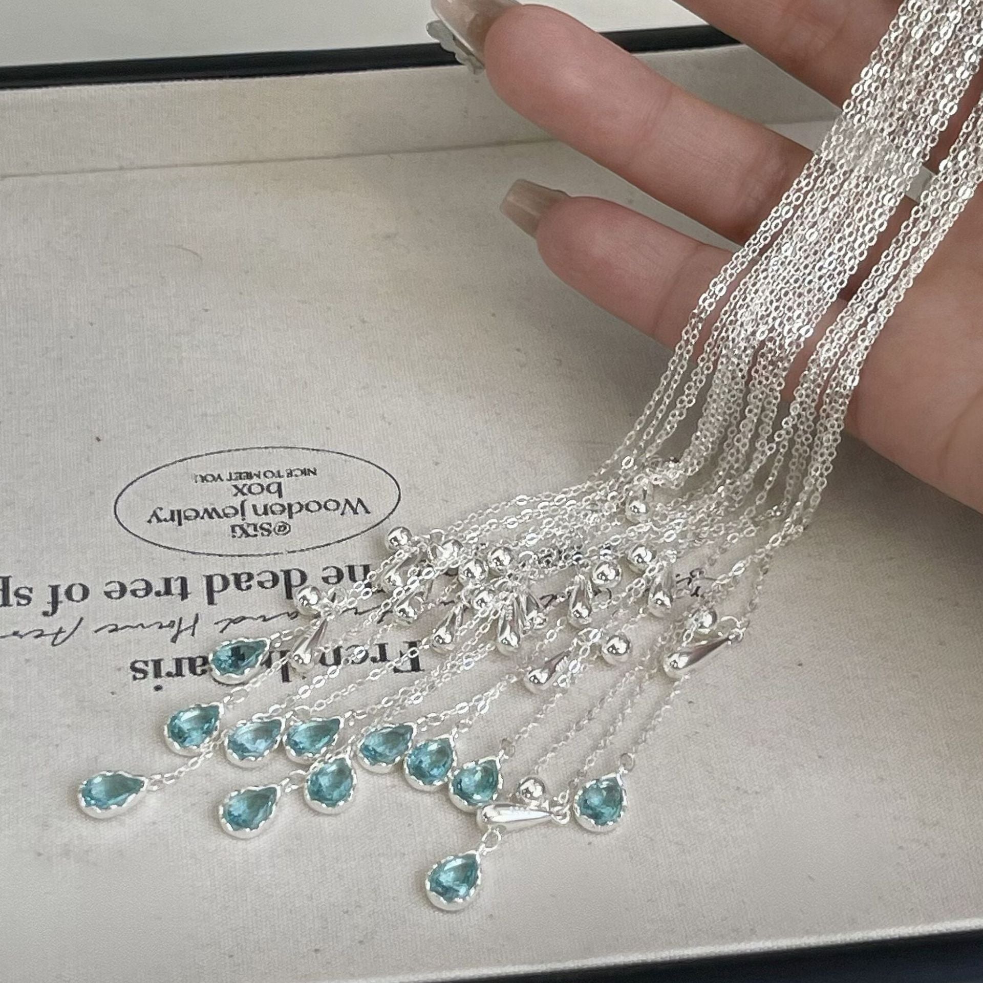 A Drop Of Tears Blue Water Drop Pendant Necklace For Women