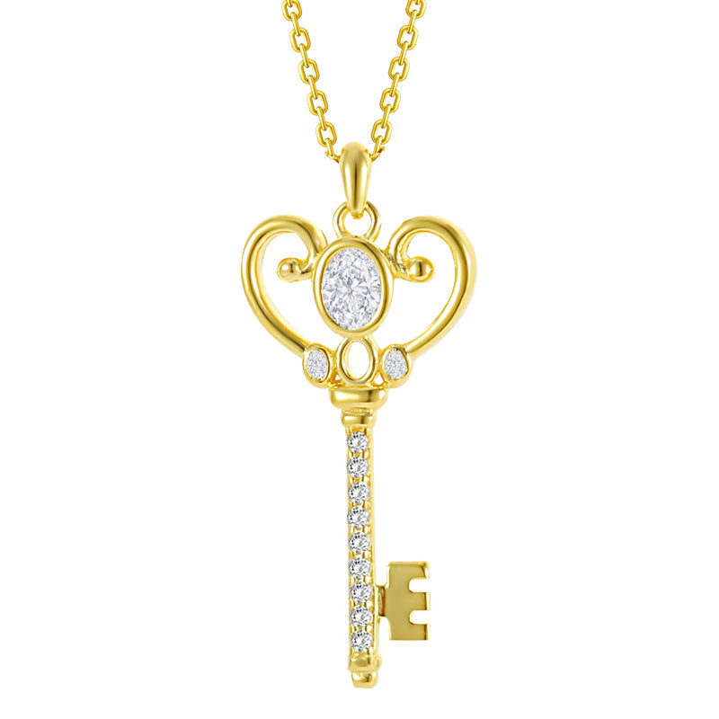 Non-fading Key Heart-shaped Necklace Women's Sterling Silver