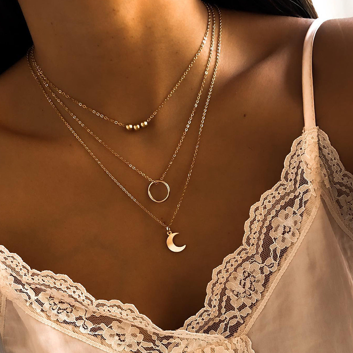 Multi-layer Twin Necklace Women's Small Vertical Stripes