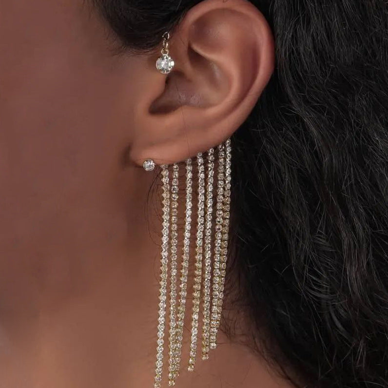 Rhinestone Tassel Earrings
