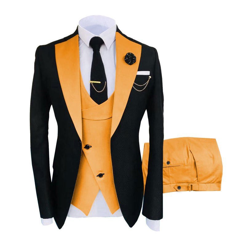 Men's Slim Fit Business Vest Coat Trousers Suit