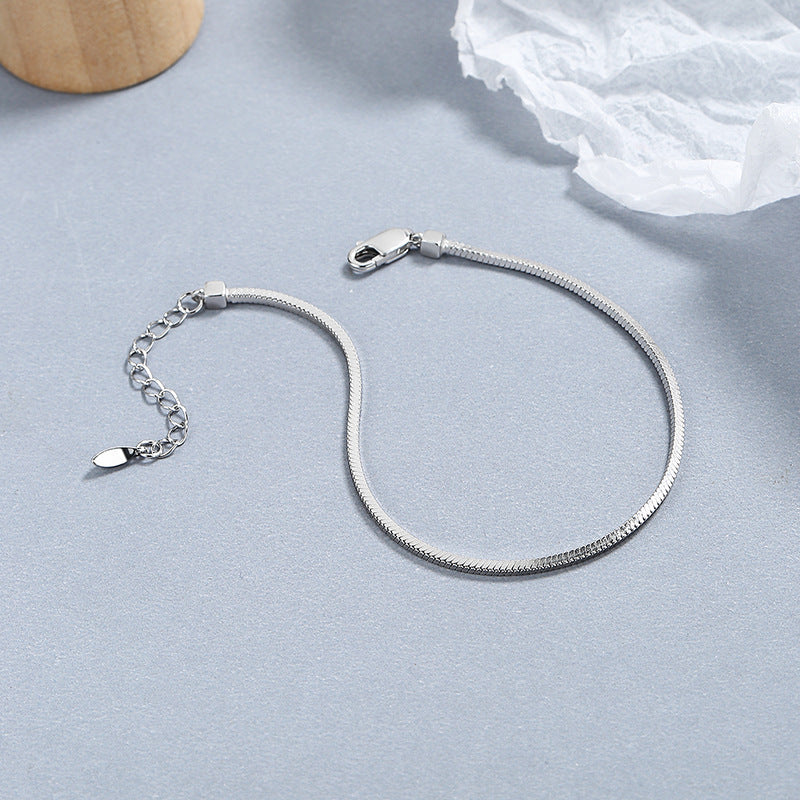 925 Sterling Silver Square Snake Bones Chain Bracelet