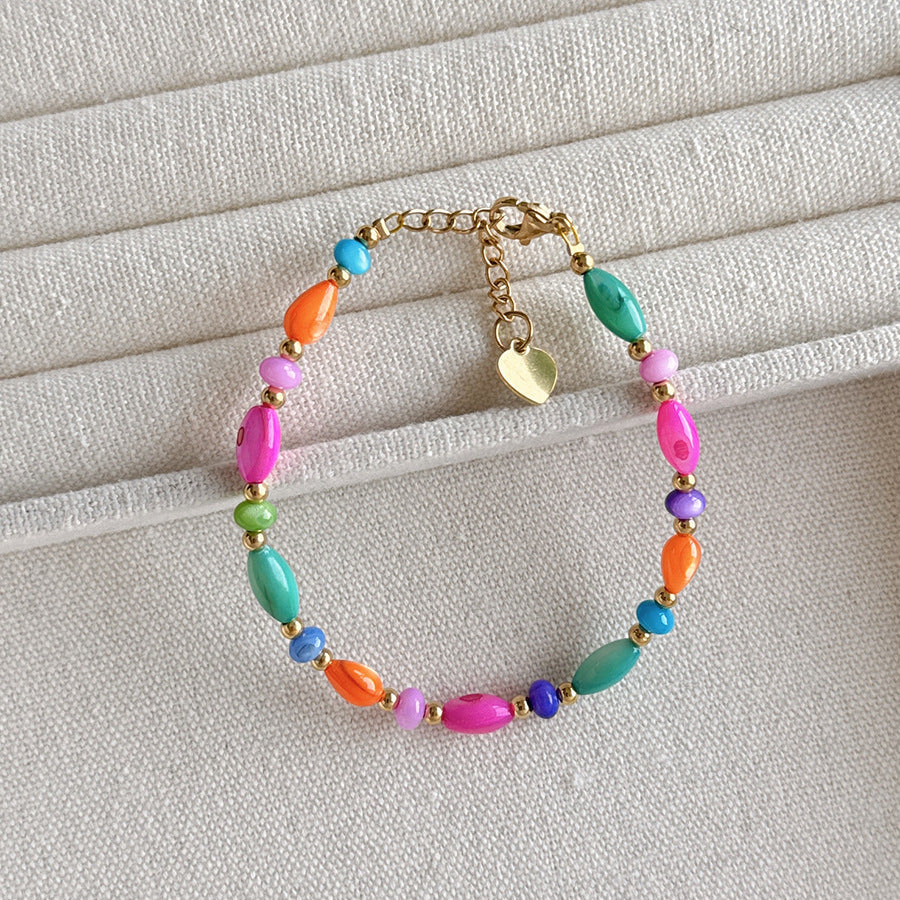 Titanium Steel Shell Beaded Bracelet