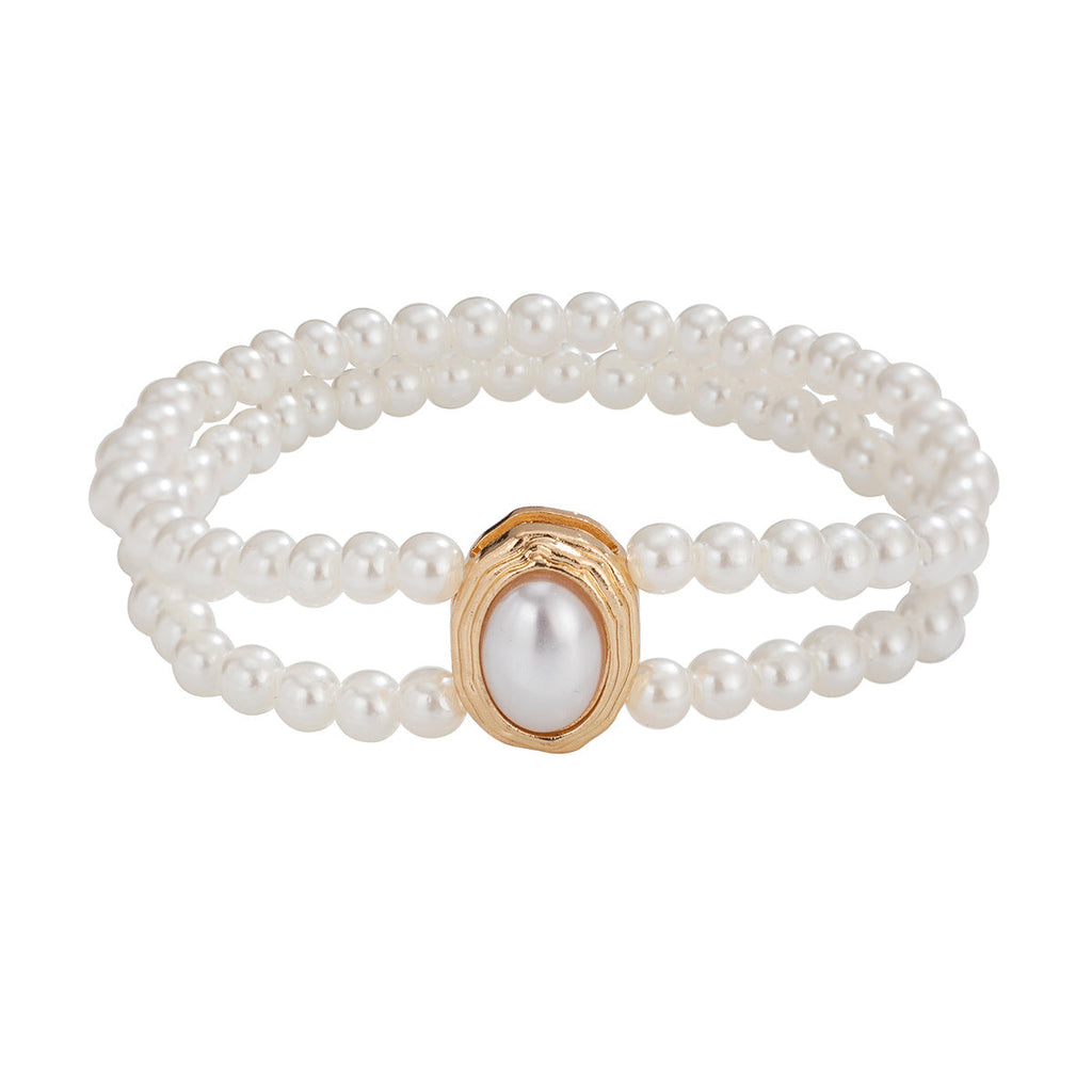 Vintage Elastic Double-layer Pearl Anklet Banquet