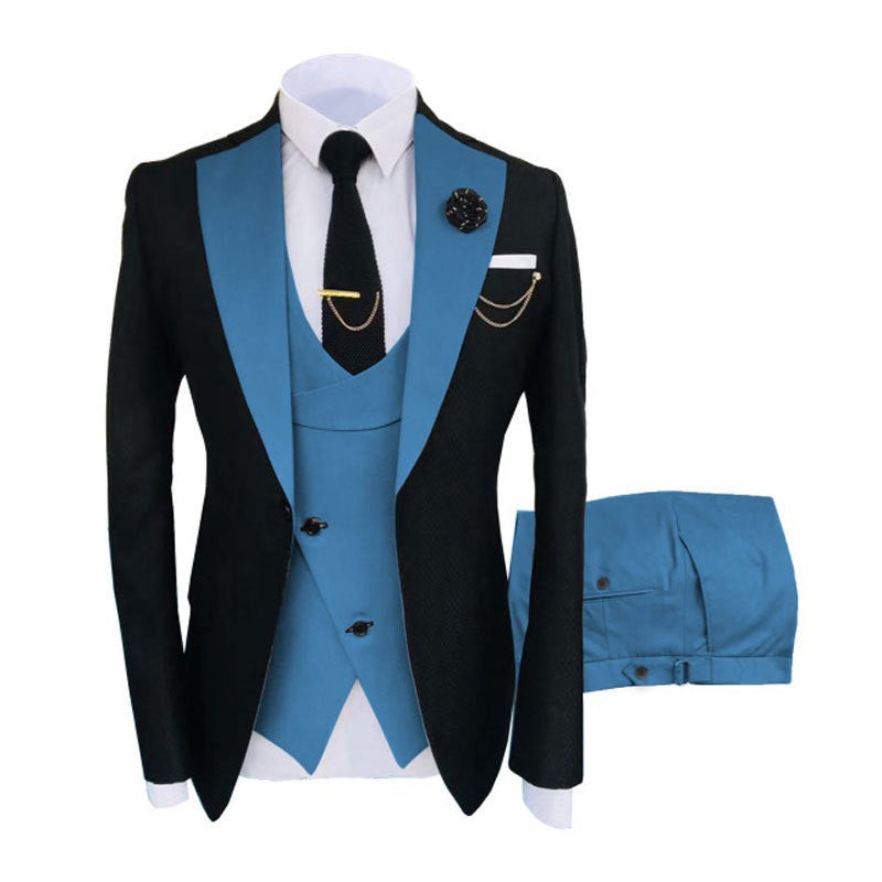 Men's Slim Fit Business Vest Coat Trousers Suit