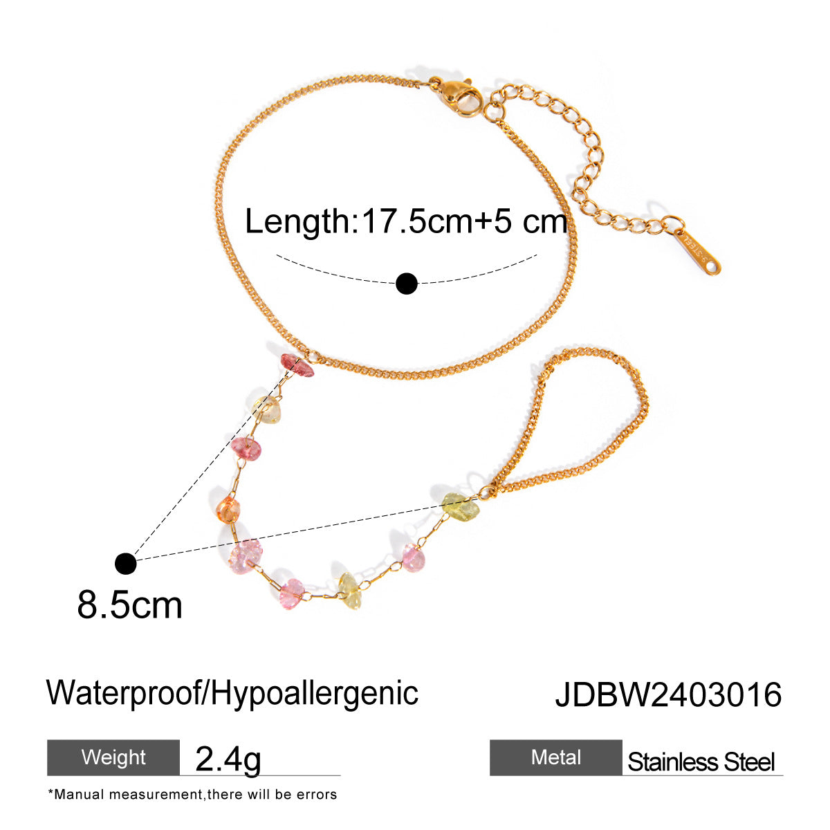 Gold Stainless Steel Broken Stone Chain Ring