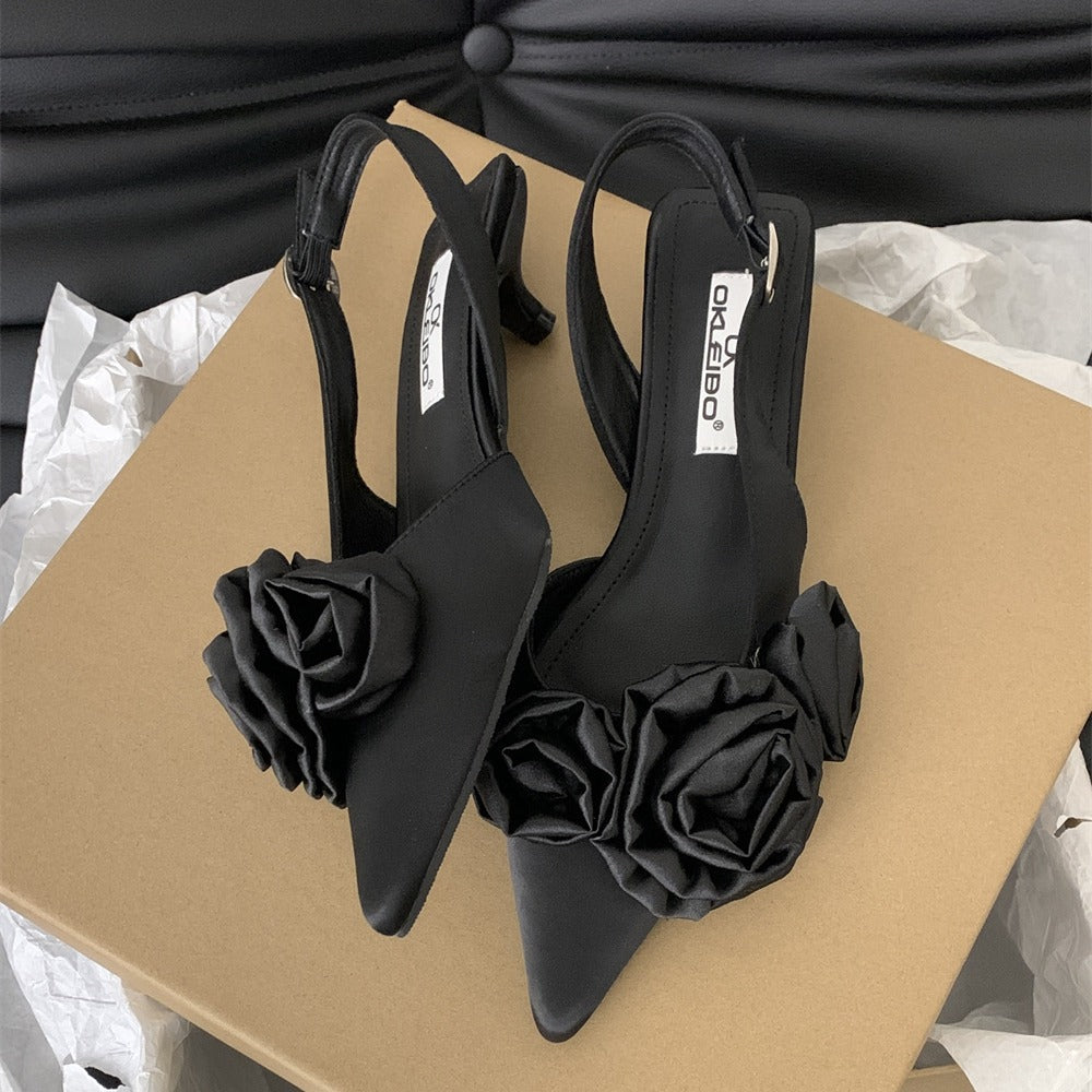 French Flower Closed Toe Sandals
