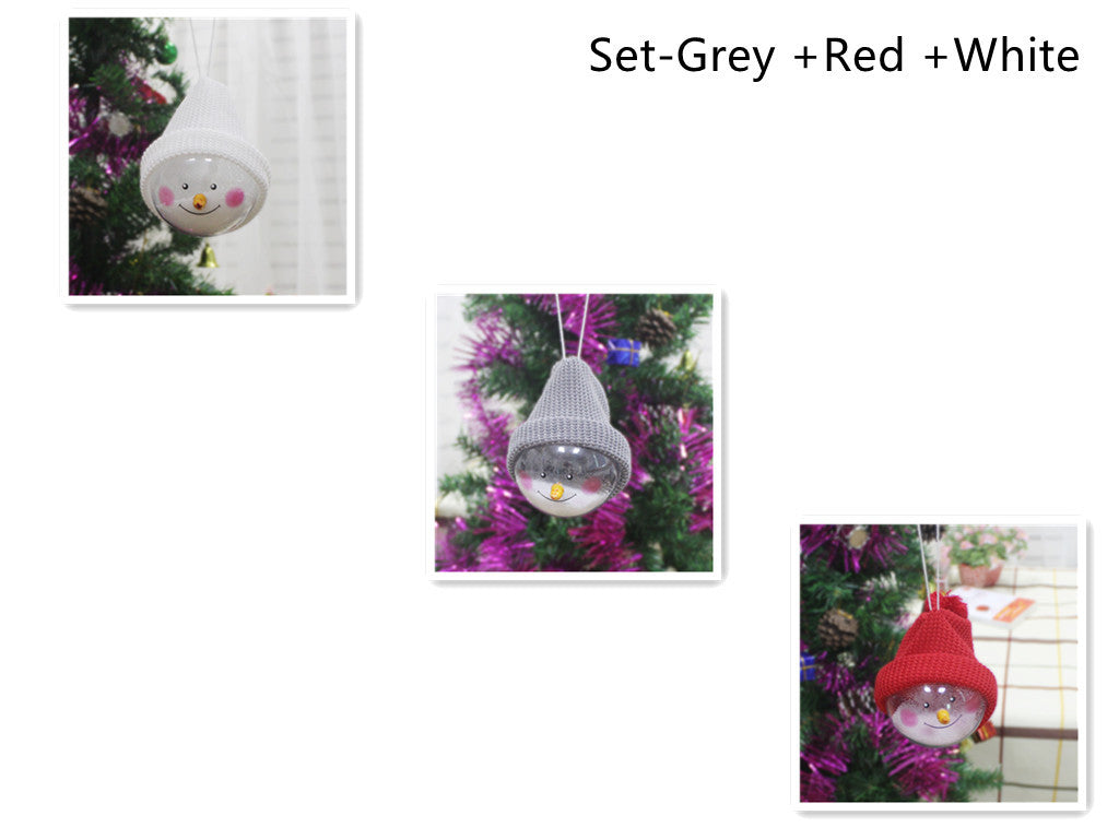 Creative Christmas Snowman Plastic Ball Pendant Decor