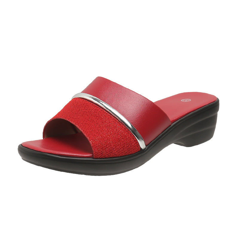 Plus Size Female Slippers Chunky Heel Light