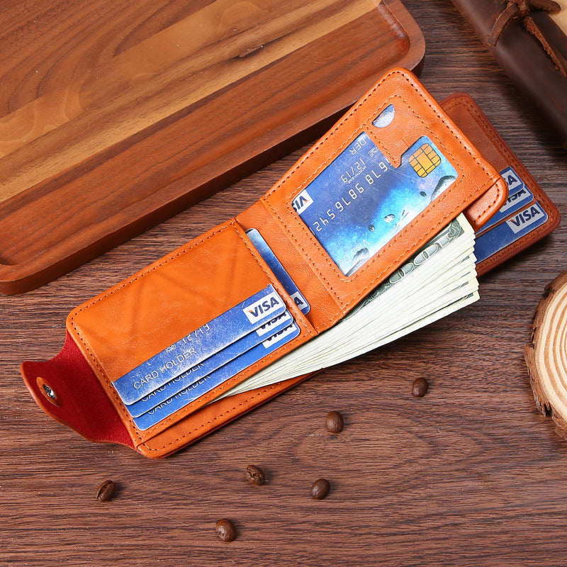 Personalized Men's Bifold Wallet Buckle Closure