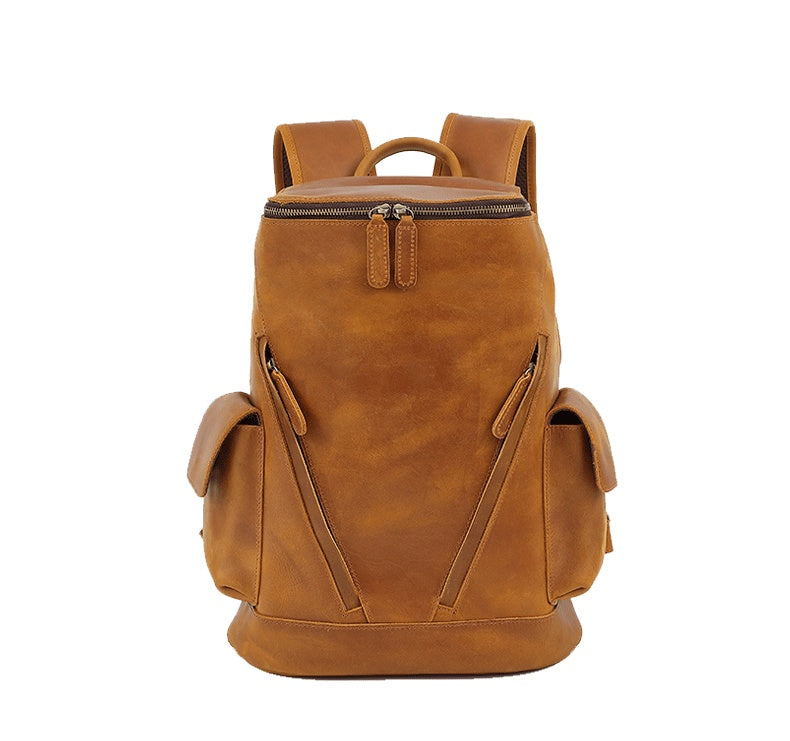 Men's Large Capacity Leather Travel Backpack