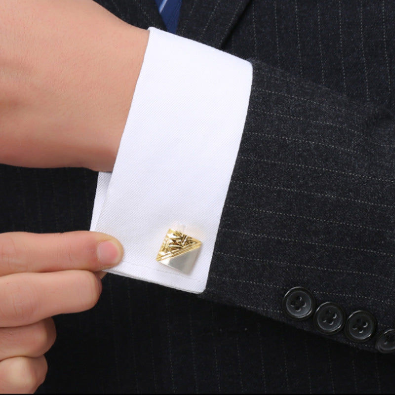 Two-tone Square Pattern Copper Cufflinks