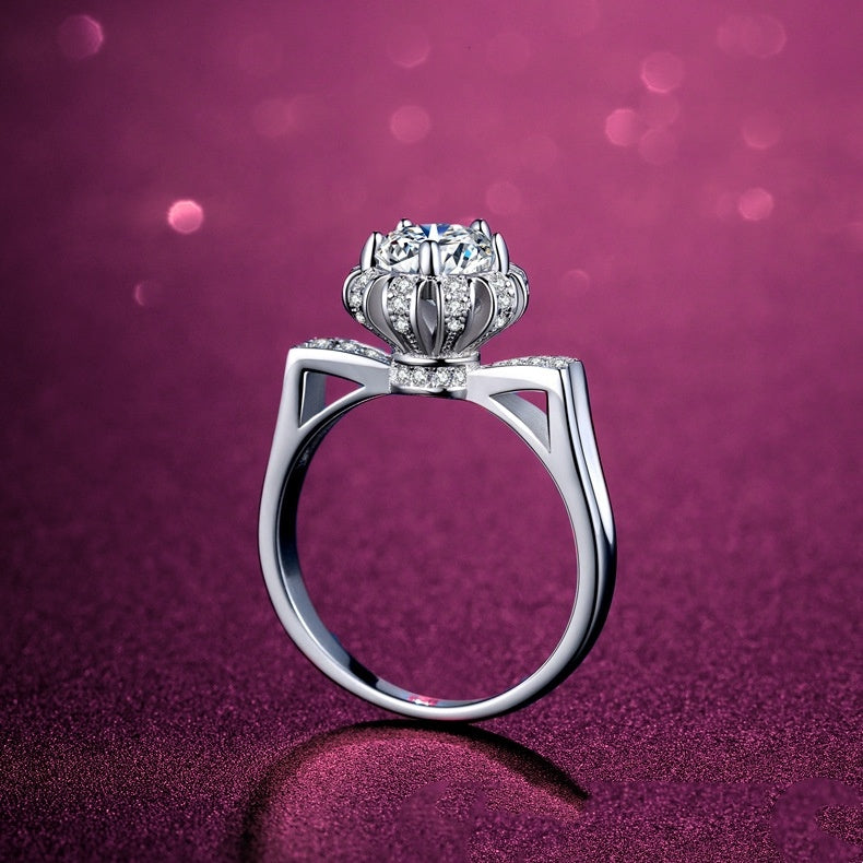 925 Silver Eight Hearts Eight Arrows Diamond Ring