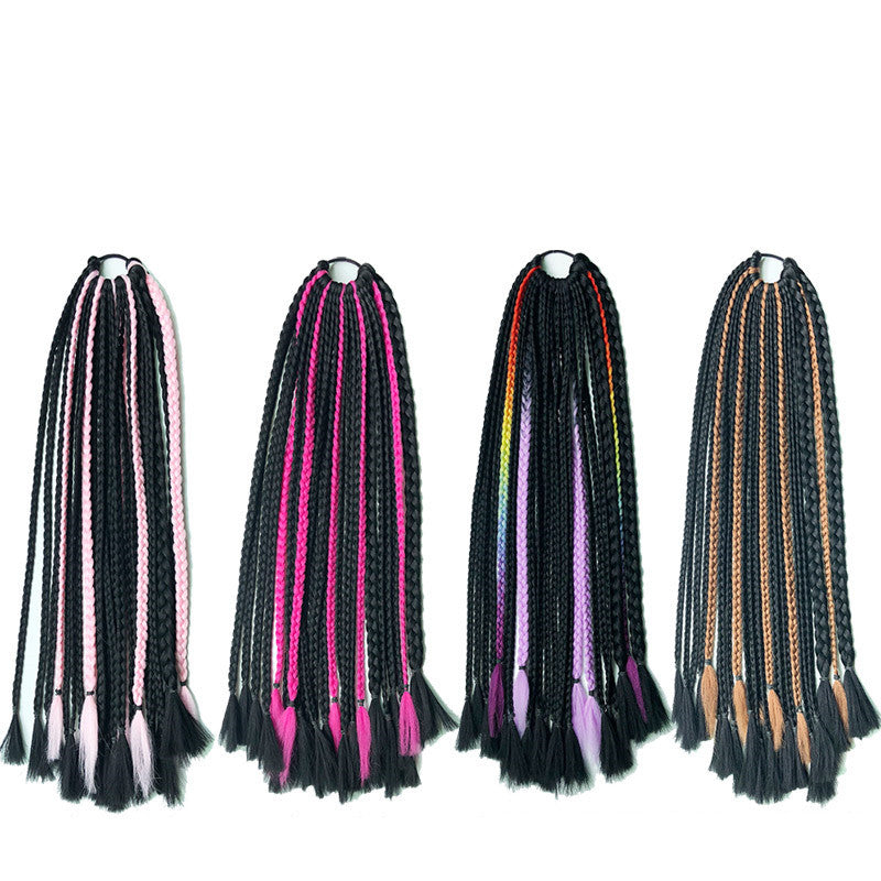 Female African Braided Hair Hip Hop Colorful Wig