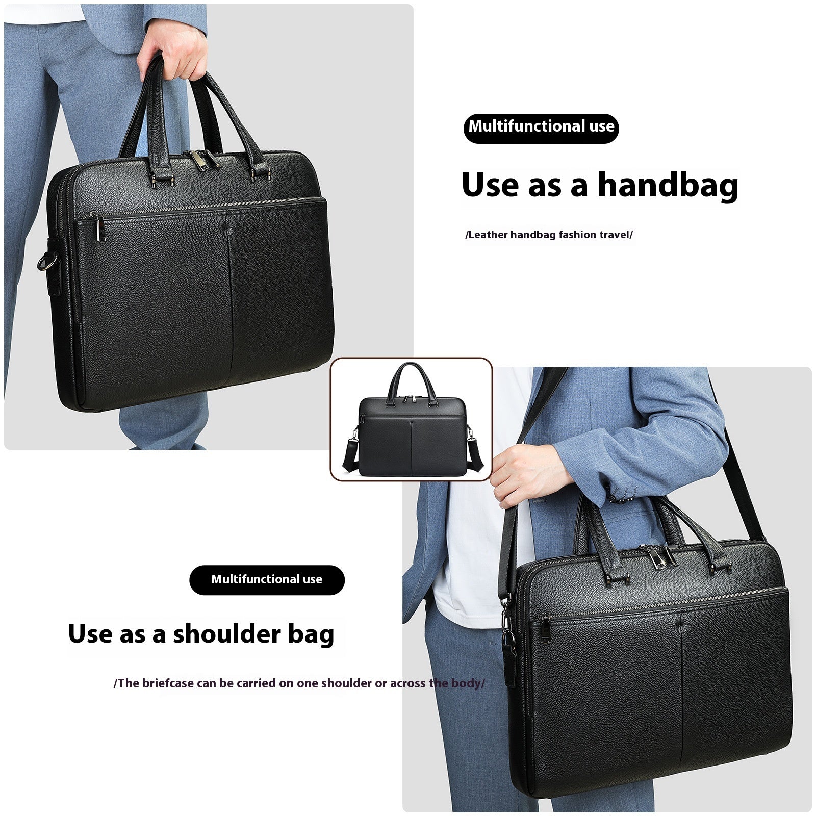 Men's 17" Cowhide Laptop Briefcase