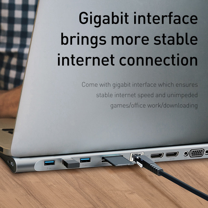 10-Port HDMI VGA USB Hub Docking Station with Cooling Bracket
