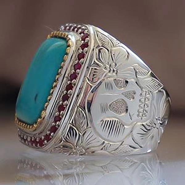 Retro Style Vintage Gray Jade Men's Ring